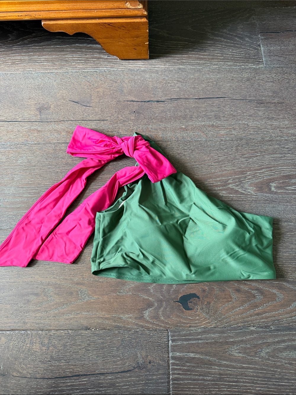 summersalt Pink and Green One-Shoulder Bikini Top